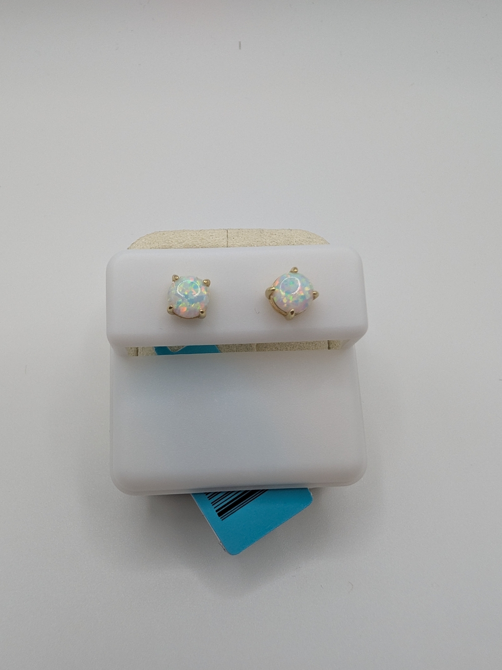 NWT Sterling Silver 6mm White Opal Stud Earrings 1.56 CTTW MSRP $199